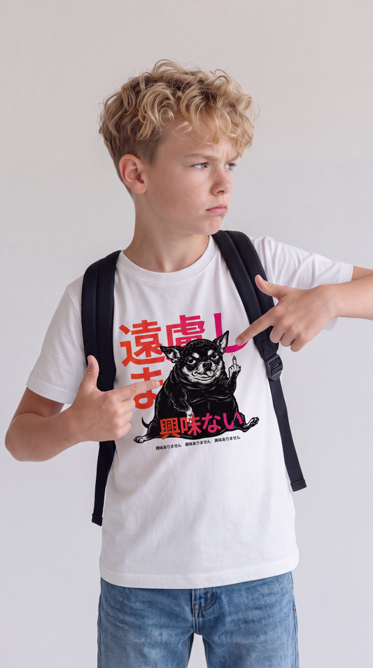 NOT INTERESTED — White Organic Cotton Kids T-shirt
