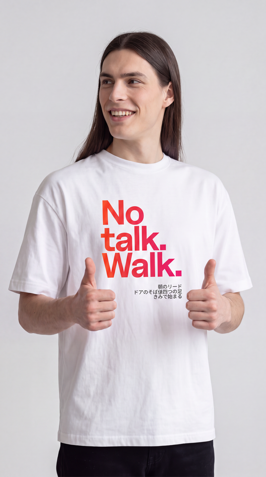 No talk. Walk. — SUAPM TYPO Collection — White Unisex box tee
