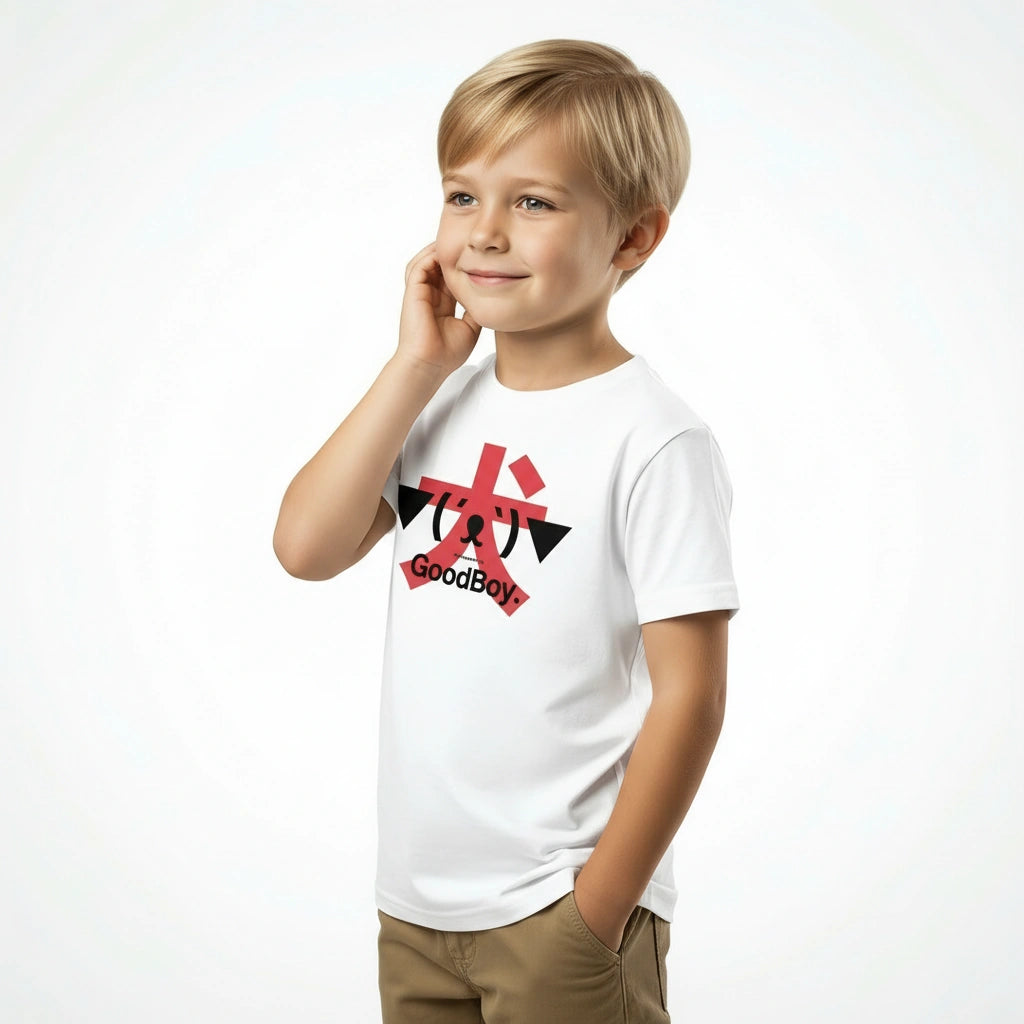 GoodBoy. 犬 — SUAPM TYPO Collection — White Organic cotton kids t-shirt