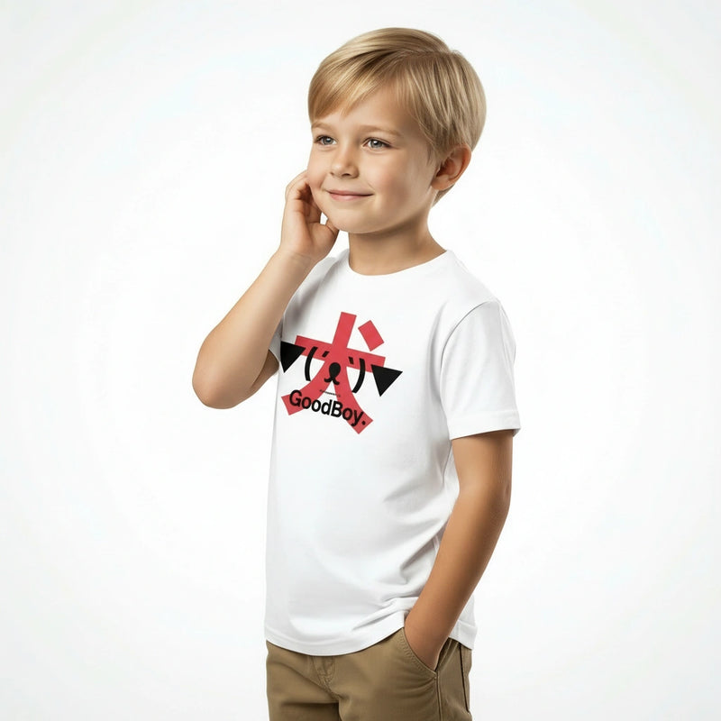 GoodBoy. 犬 — SUAPM TYPO Collection — White Organic cotton kids t-shirt