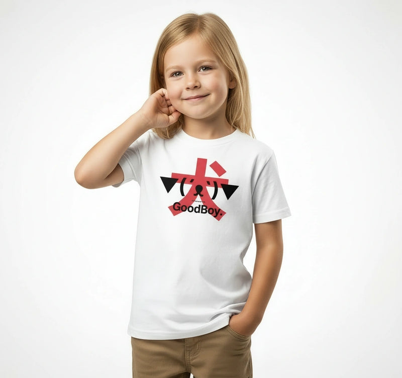 GoodBoy. 犬 — SUAPM TYPO Collection — White Organic cotton kids t-shirt