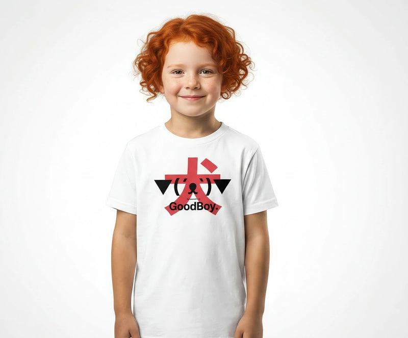 GoodBoy. 犬 — SUAPM TYPO Collection — White Organic cotton kids t-shirt