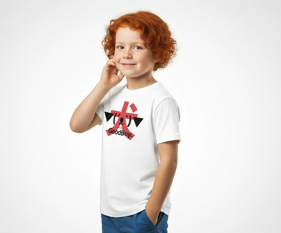 GoodBoy. 犬 — SUAPM TYPO Collection — White Organic cotton kids t-shirt