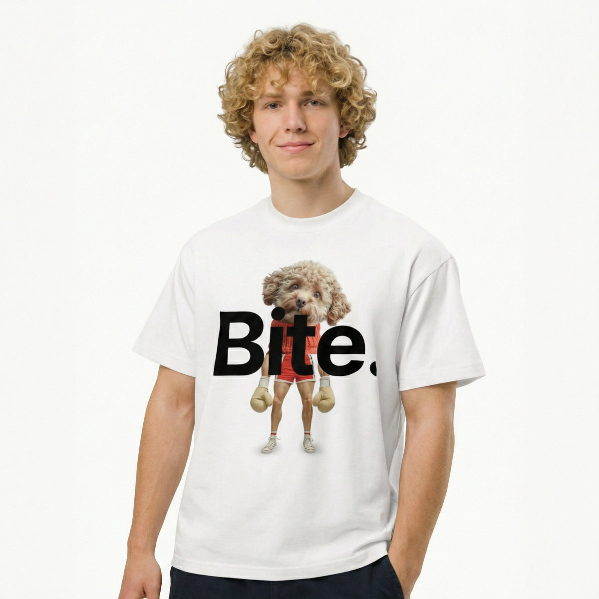 Bite — SUAPM TYPO Collection — White Men’s box tee