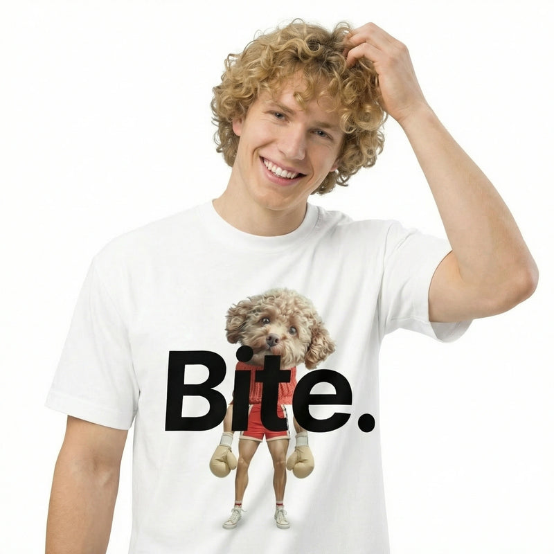 Bite — SUAPM TYPO Collection — White Men’s box tee