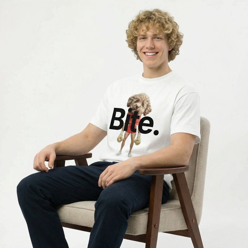 Bite — SUAPM TYPO Collection — White Men’s box tee