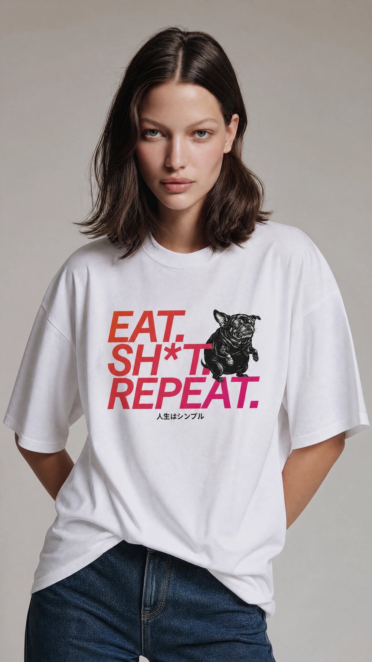 EAT. SH*T. REPEAT. — BAD GOOD BOY Collection — White Unisex box tee