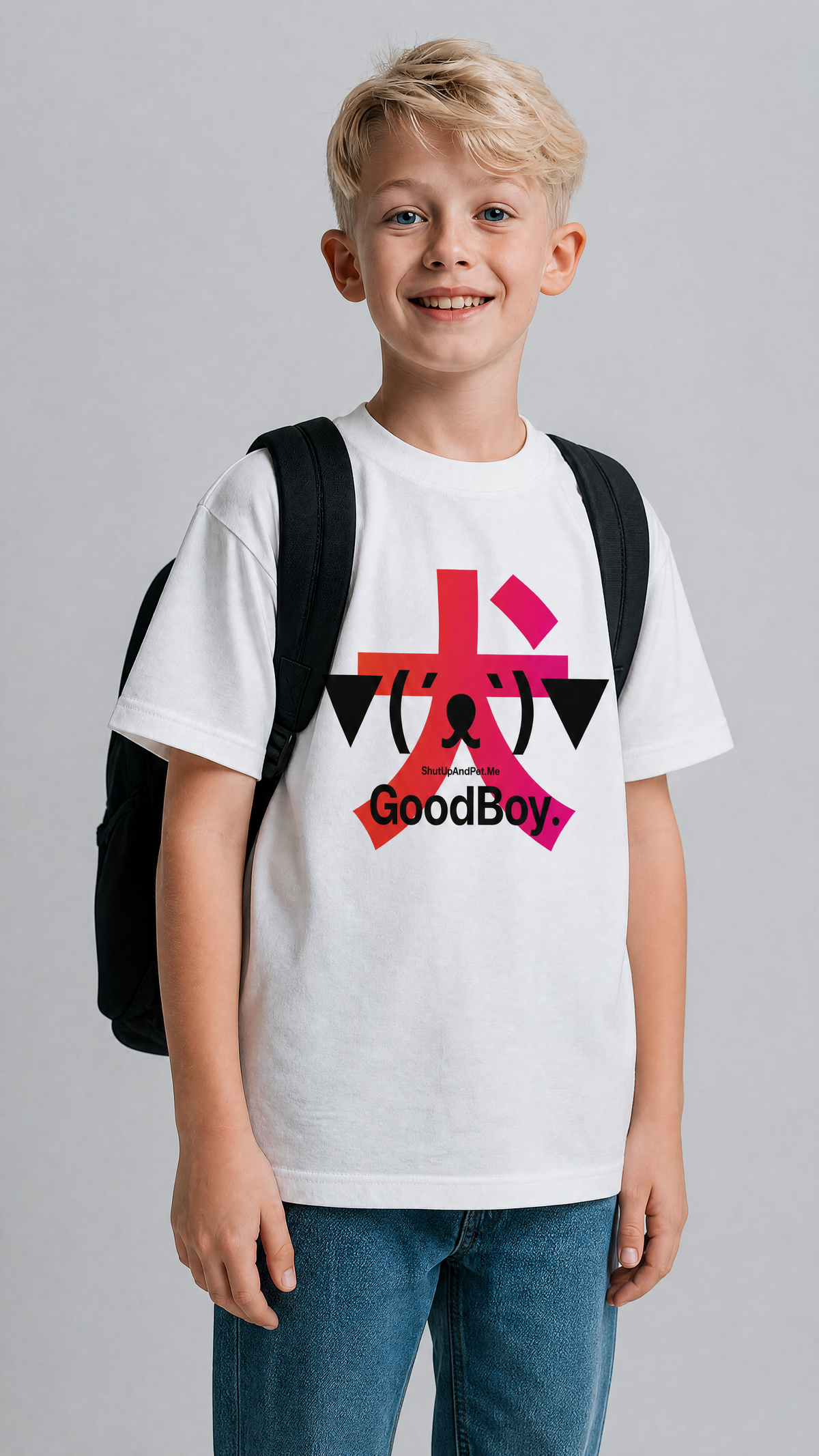 GoodBoy. 犬 — SUAPM TYPO Collection — White Organic cotton kids t-shirt