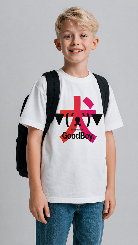 GoodBoy. 犬 — SUAPM TYPO Collection — White Organic cotton kids t-shirt