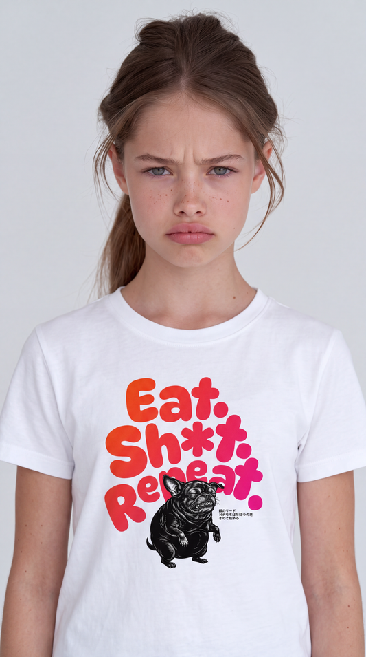 EAT. SH*T. REPEAT. — BAD GOOD BOY Collection — White organic cotton kids t-shirt