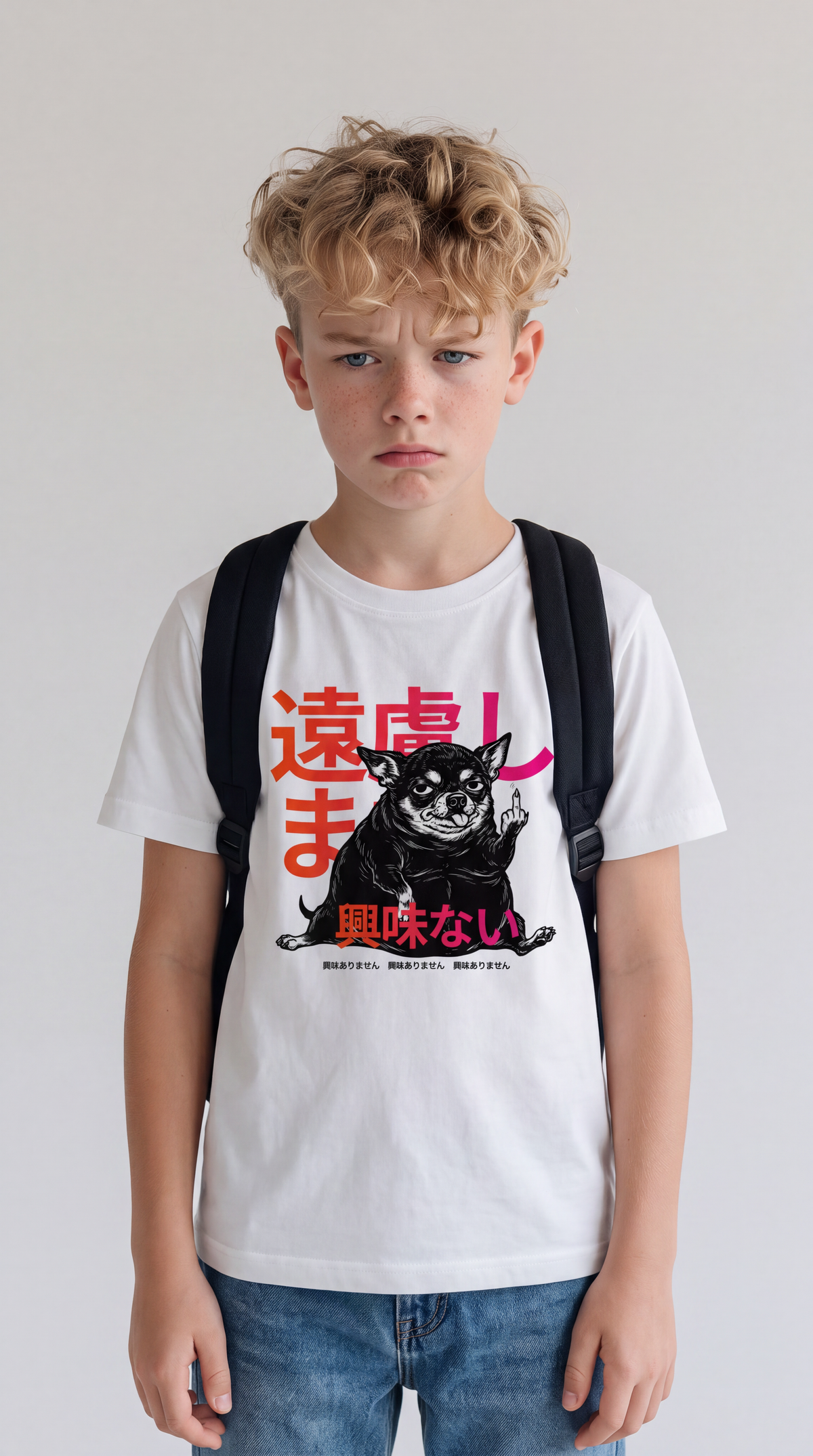 NOT INTERESTED — White Organic Cotton Kids T-shirt