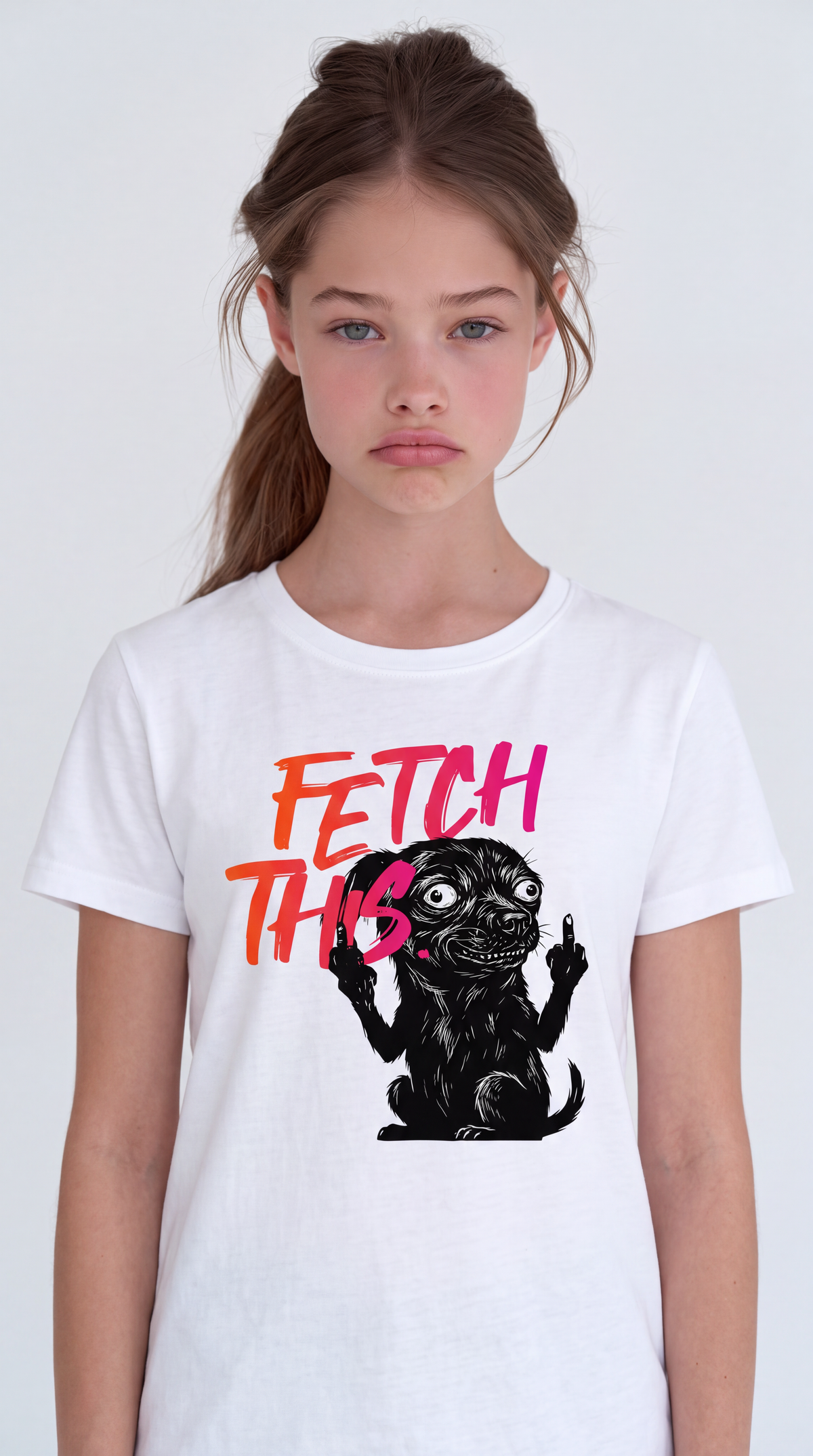 Fetch This — SUAPM TYPO Collection — White Organic Cotton Kids T-shirt