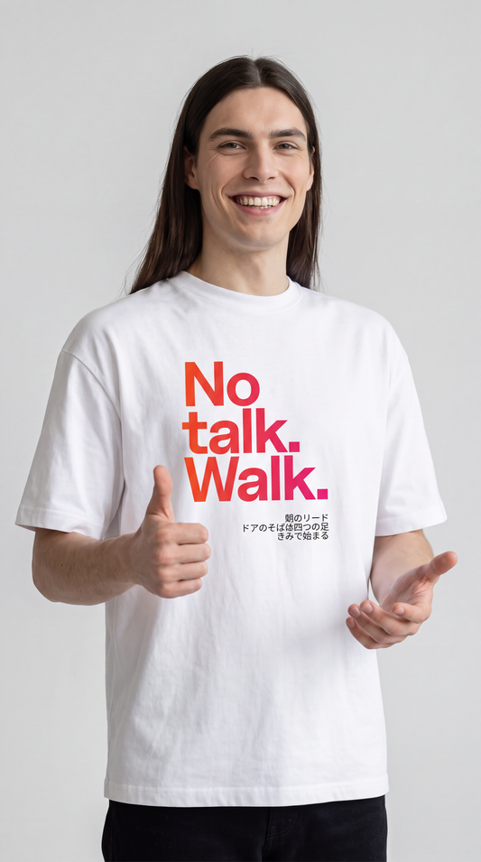 No talk. Walk. — SUAPM TYPO Collection — White Unisex box tee