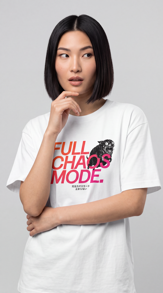 FULL CHAOS MODE — BAD GOOD BOY Collection — White Unisex box tee