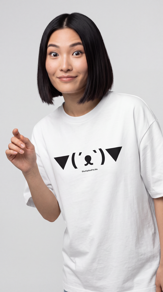 ▼(´ᴥ`)▼ — SUAPM TYPO Collection — White Unisex box tee