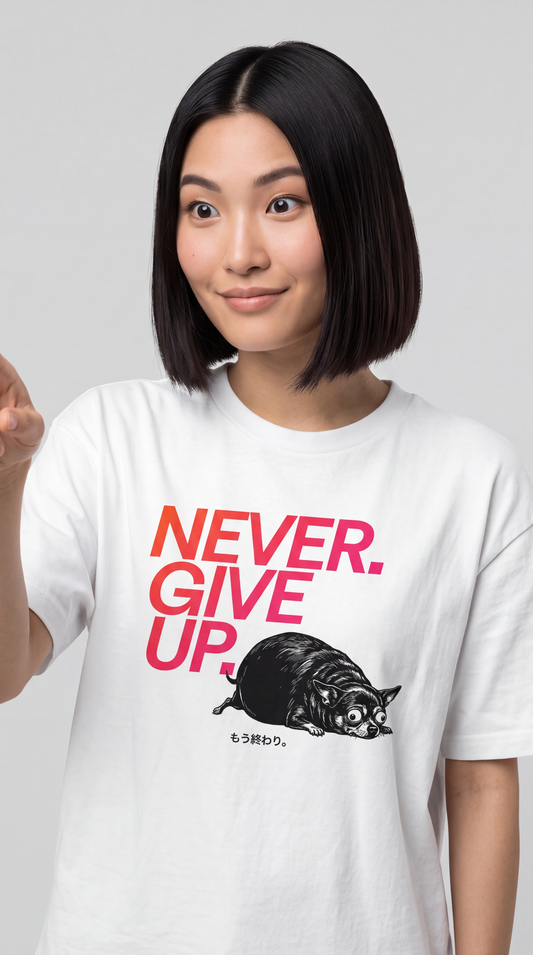 NEVER. GIVE UP. — BAD GOOD BOY Collection — White Unisex box tee