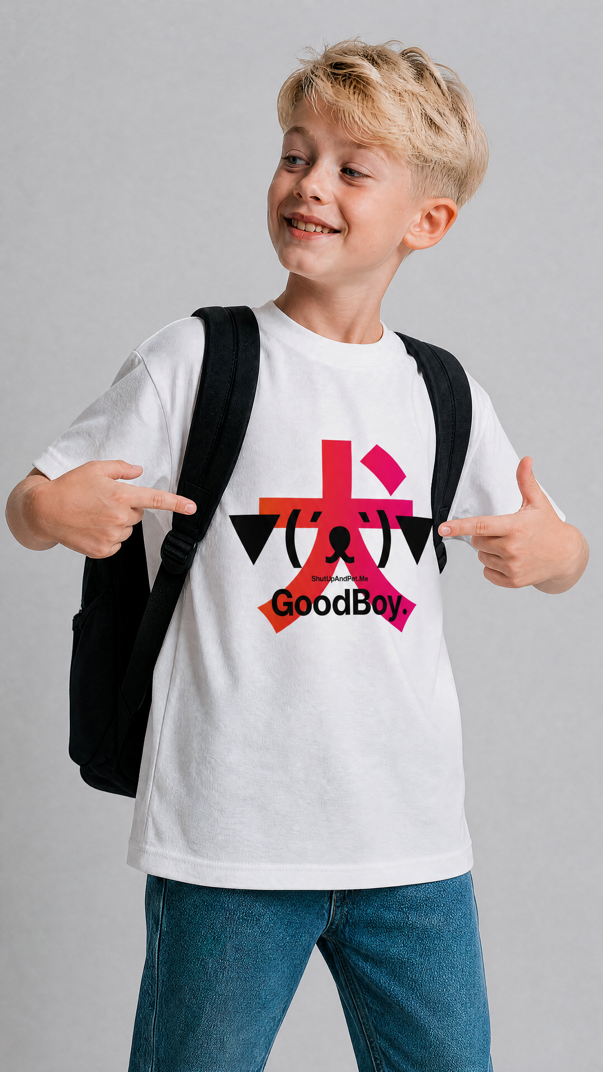 GoodBoy. 犬 — SUAPM TYPO Collection — White Organic cotton kids t-shirt
