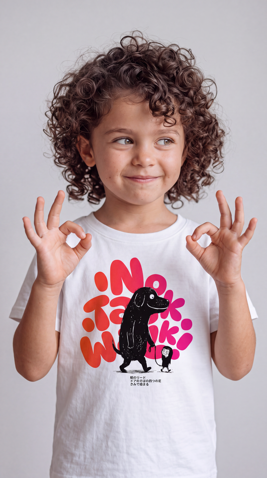 No talk. Walk. —  White organic cotton kids t-shirt