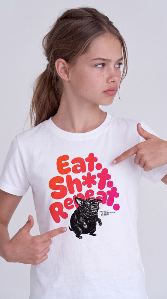 EAT. SH*T. REPEAT. — BAD GOOD BOY Collection — White organic cotton kids t-shirt
