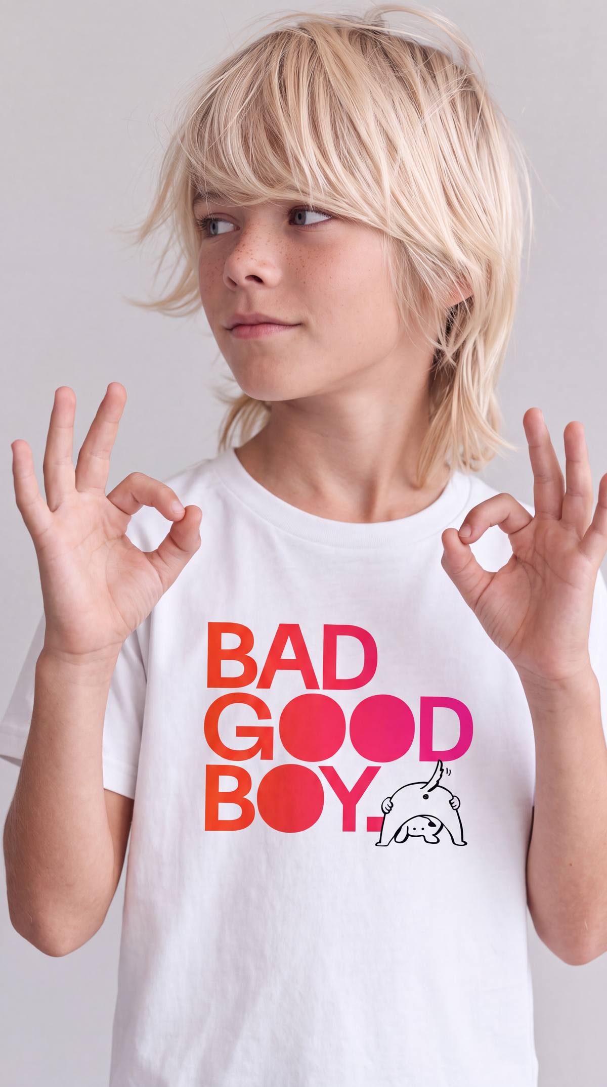 Bad Good Boy — SUAPM TYPO Collection — White Organic Cotton Kids t-shirt