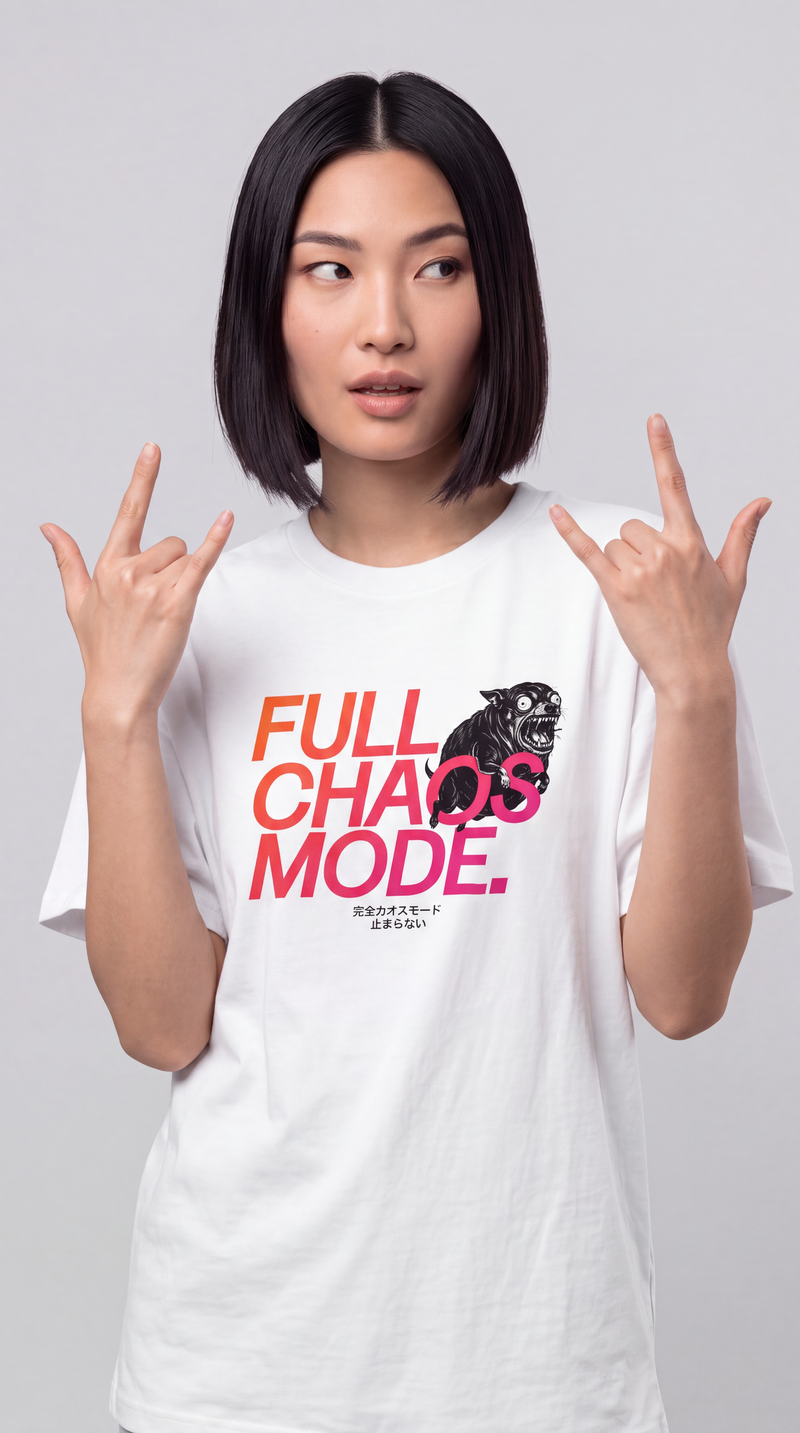 FULL CHAOS MODE — BAD GOOD BOY Collection — White Unisex box tee