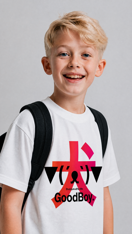 GoodBoy. 犬 — SUAPM TYPO Collection — White Organic cotton kids t-shirt