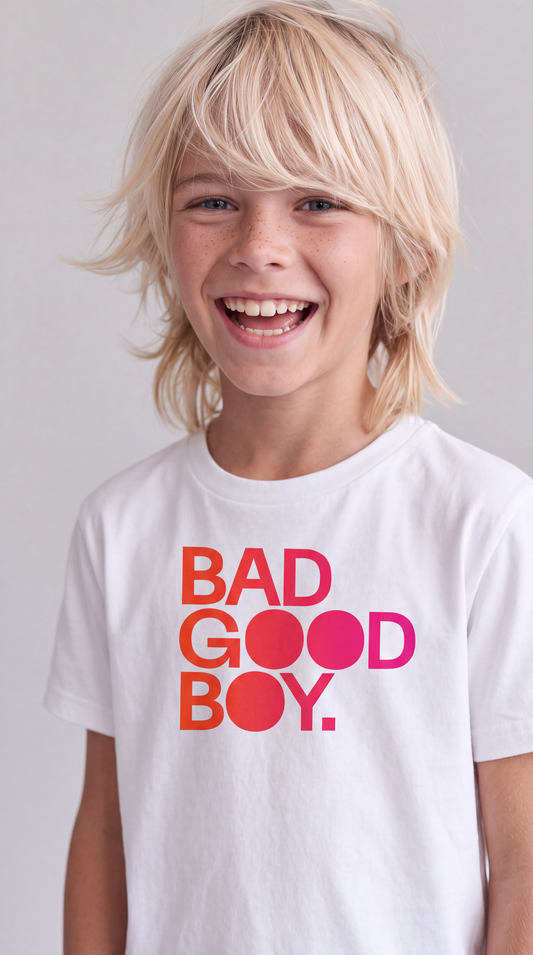 Bad Good Boy — SUAPM TYPO Collection — White Organic Cotton Kids t-shirt