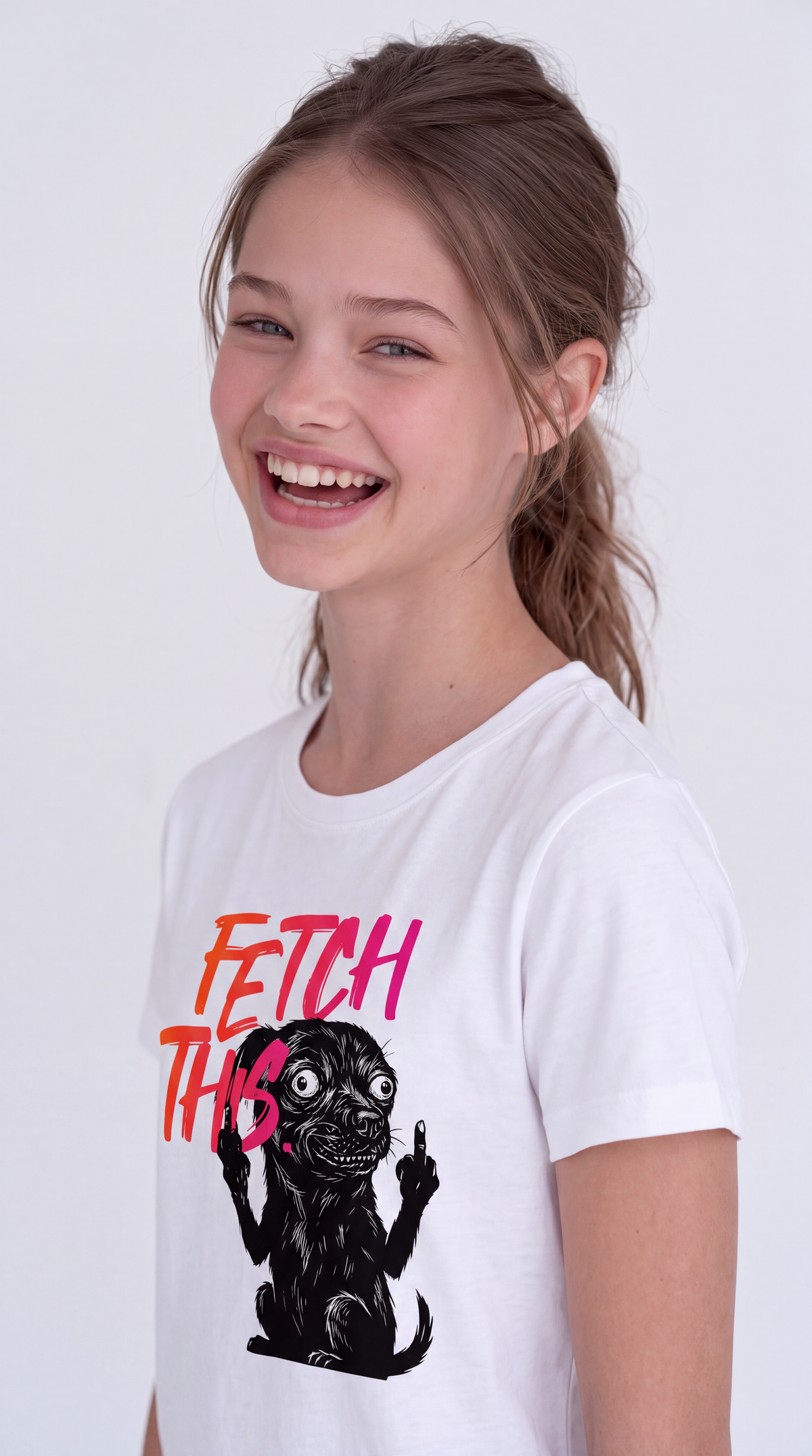 Fetch This — SUAPM TYPO Collection — White Organic Cotton Kids T-shirt