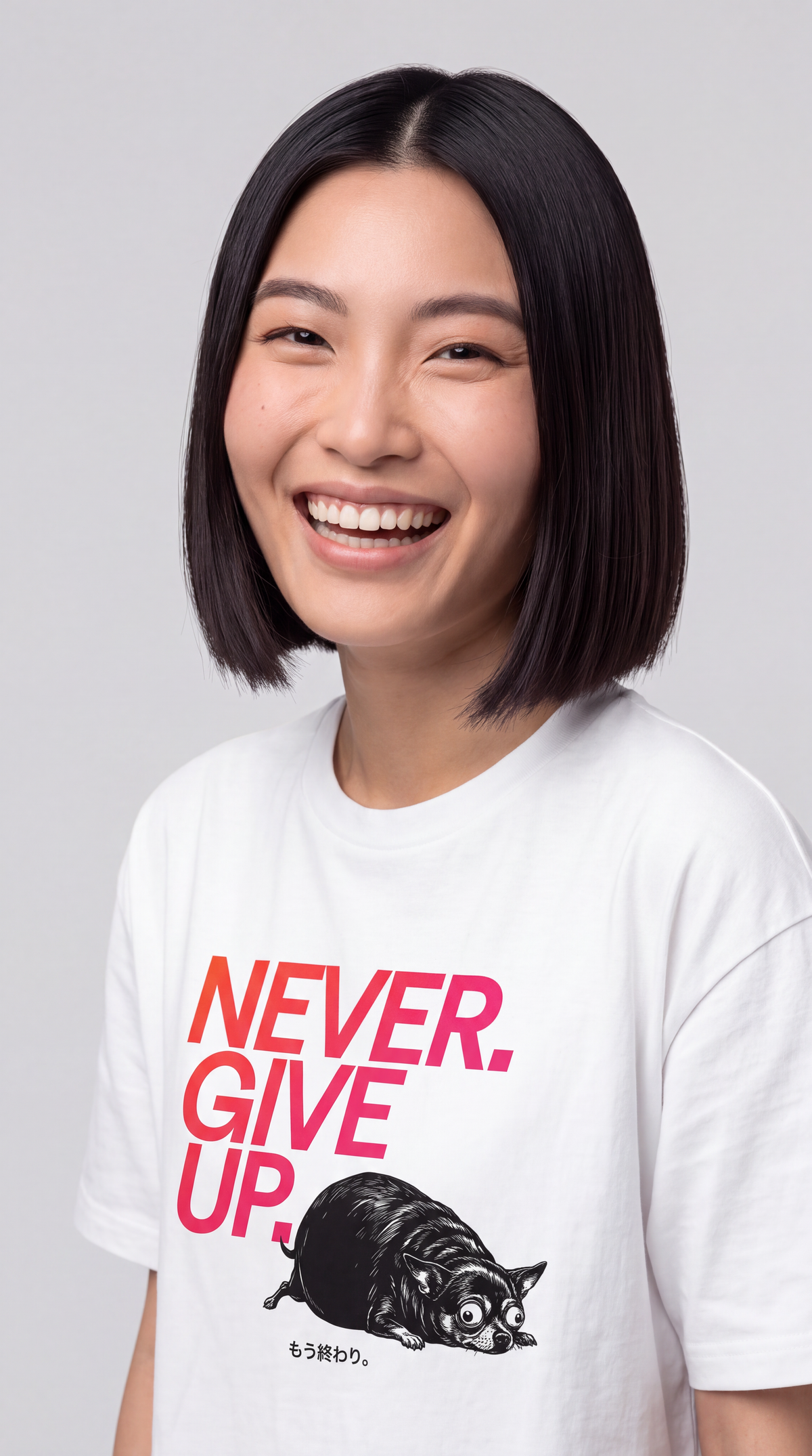 NEVER. GIVE UP. — BAD GOOD BOY Collection — White Unisex box tee