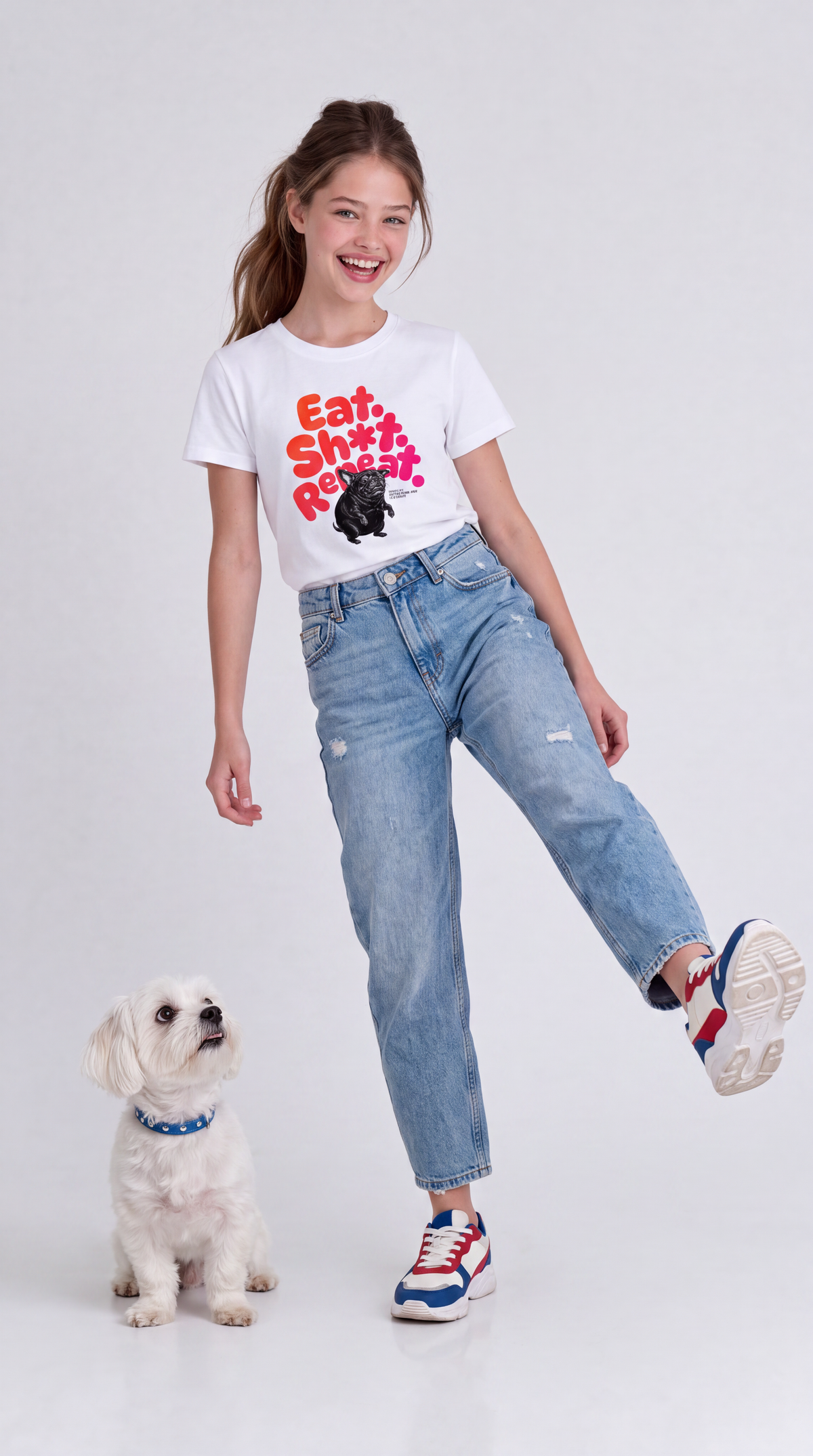 EAT. SH*T. REPEAT. — BAD GOOD BOY Collection — White organic cotton kids t-shirt