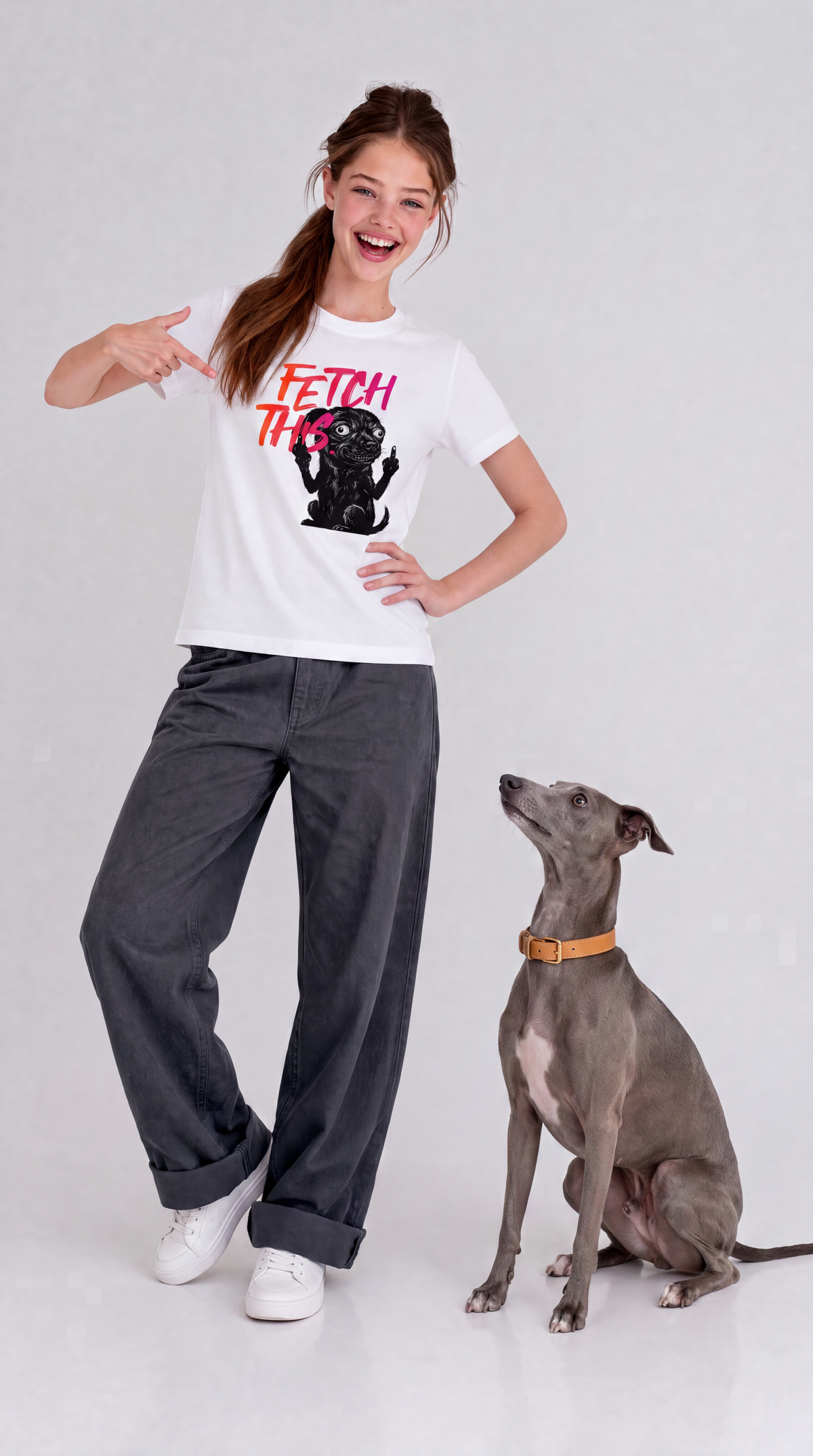 Fetch This — SUAPM TYPO Collection — White Organic Cotton Kids T-shirt