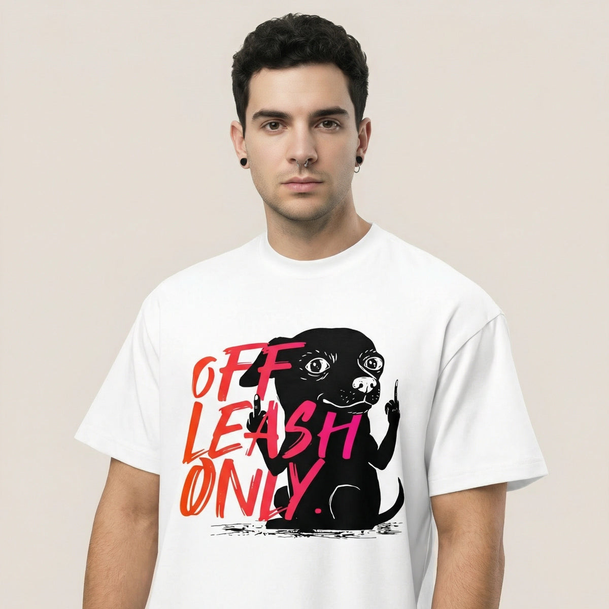 Off Leash Only — Bad Good Boy Collection — White Men’s box tee