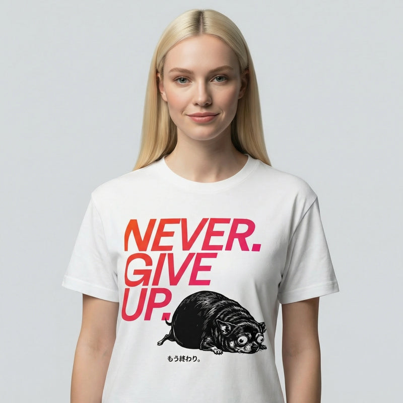 NEVER. GIVE UP. — BAD GOOD BOY Collection — White Men’s box tee