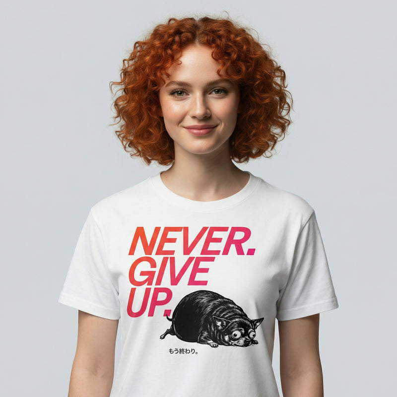 NEVER. GIVE UP. — BAD GOOD BOY Collection — White Men’s box tee