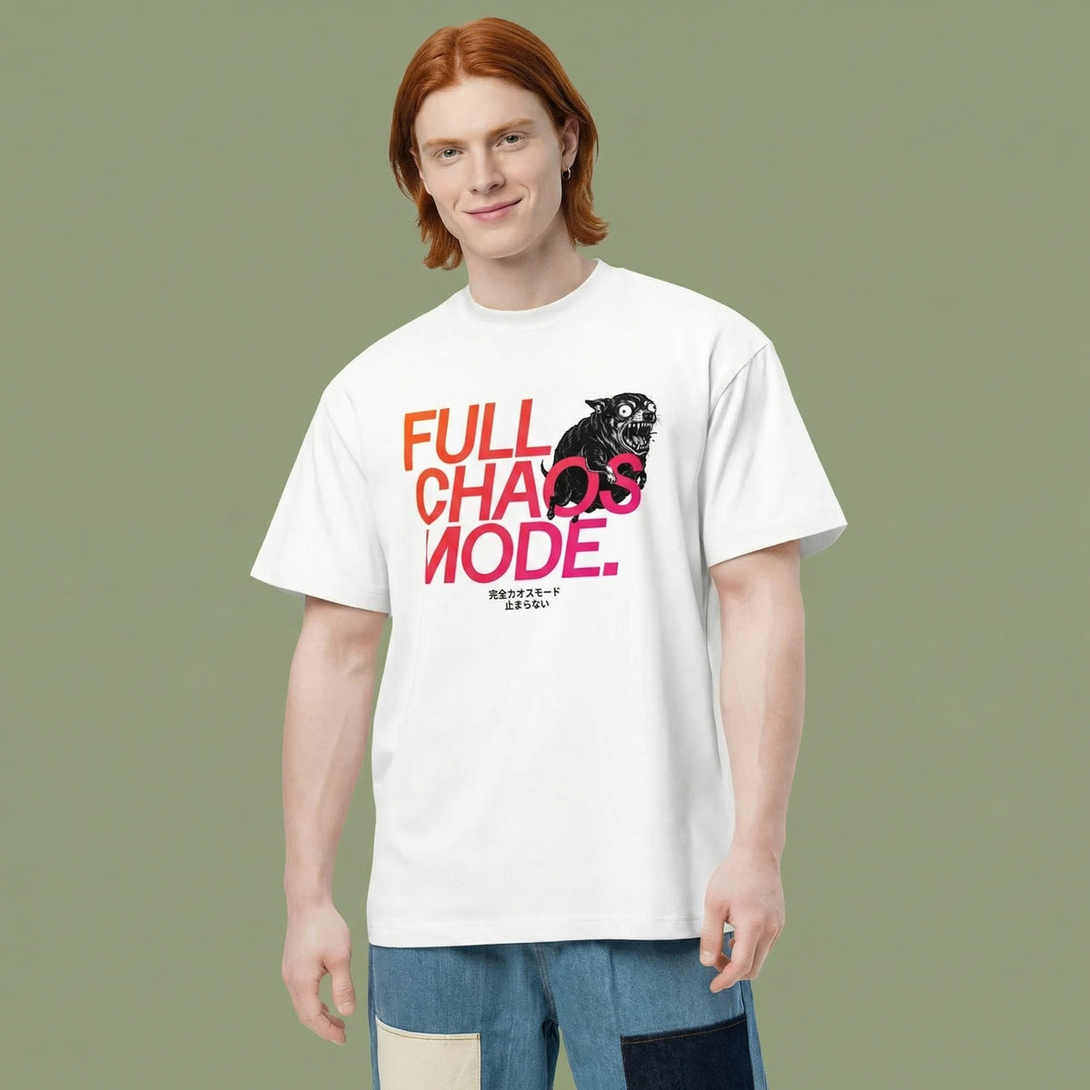 FULL CHAOS MODE — BAD GOOD BOY Collection — White Men’s box tee