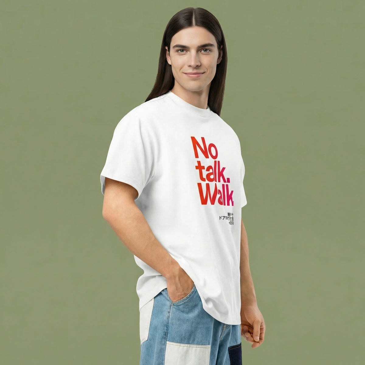 No talk. Walk. — SUAPM TYPO Collection — White Men’s box tee