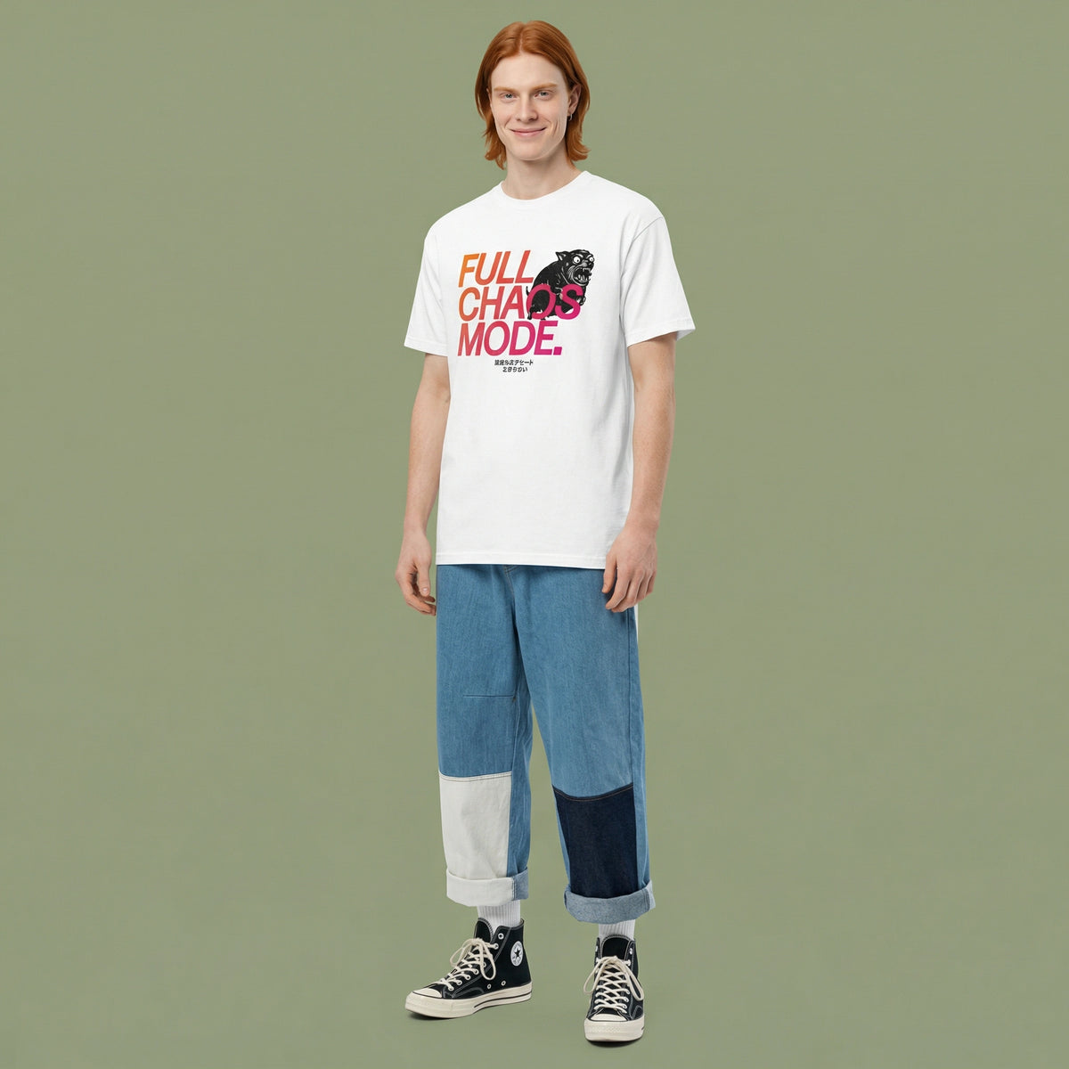 FULL CHAOS MODE — BAD GOOD BOY Collection — White Men’s box tee