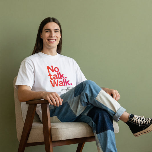 No talk. Walk. — SUAPM TYPO Collection — White Men’s box tee