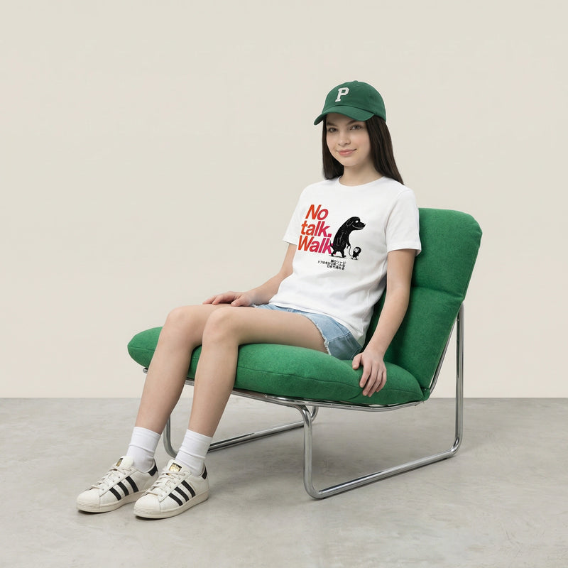 No talk. Walk. — SUAPM TYPO Collection — White organic cotton kids t-shirt