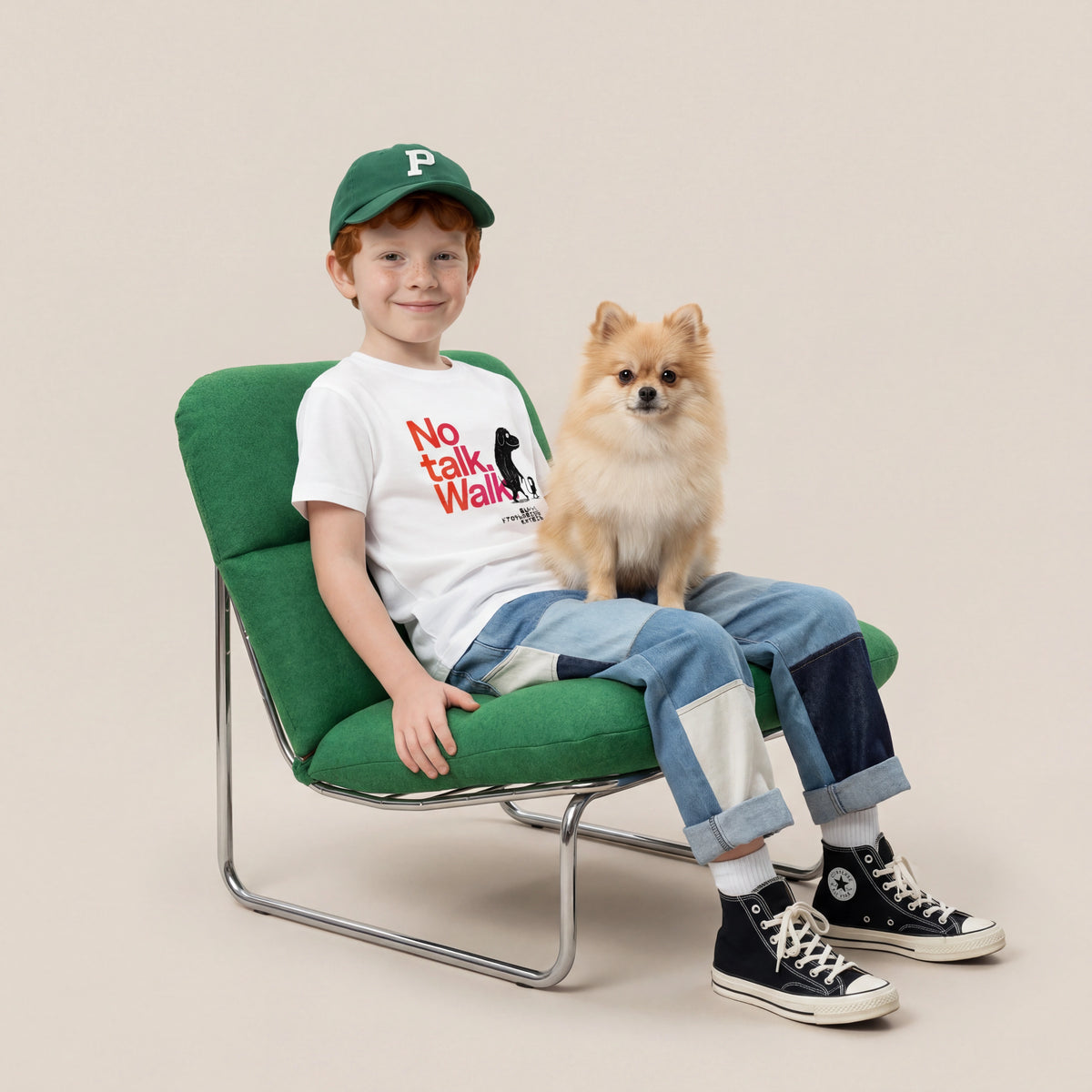 No talk. Walk. — SUAPM TYPO Collection — White organic cotton kids t-shirt