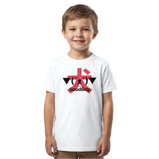 GoodBoy. 犬 — SUAPM TYPO Collection — White Organic cotton kids t-shirt